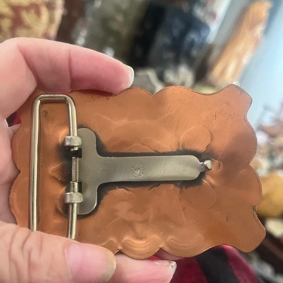 Turquoise and Copper Belt Buckle - Picture 2 of 3